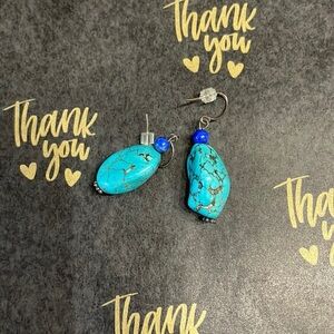 Turquoise and blue pierced earrings